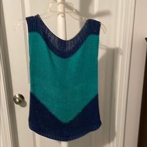 Blue and Teal Knit Sleeveless Top
